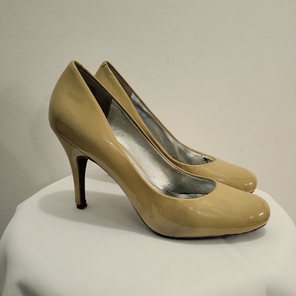 Nude Patent Leather Pumps